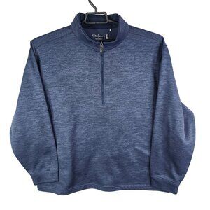 Mens Heathered Blue Walter Hagen Pullover Sweatshirt 1/4 Zip Long Sleeve XXL